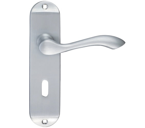 ZOO HARDWARE PROJECT RANGE ARUNDEL DOOR HANDLES ON BACKPLATE, SATIN CHROME - (SOLD IN PAIRS)