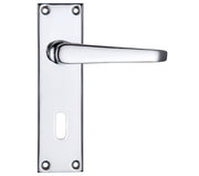 ZOO HARDWARE PROJECT RANGE VICTORIAN FLAT DOOR HANDLES ON BACKPLATE, POLISHED CHROME - (SOLD IN PAIRS)