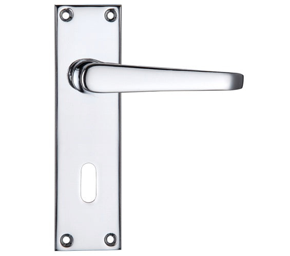 ZOO HARDWARE PROJECT RANGE VICTORIAN FLAT DOOR HANDLES ON BACKPLATE, POLISHED CHROME - (SOLD IN PAIRS)