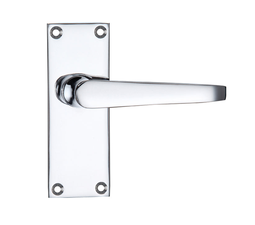ZOO HARDWARE PROJECT RANGE VICTORIAN FLAT DOOR HANDLES ON BACKPLATE, POLISHED CHROME - (SOLD IN PAIRS)