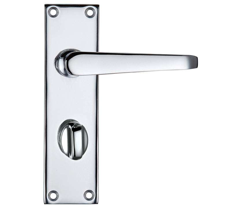 ZOO HARDWARE PROJECT RANGE VICTORIAN FLAT DOOR HANDLES ON BACKPLATE, POLISHED CHROME - (SOLD IN PAIRS)