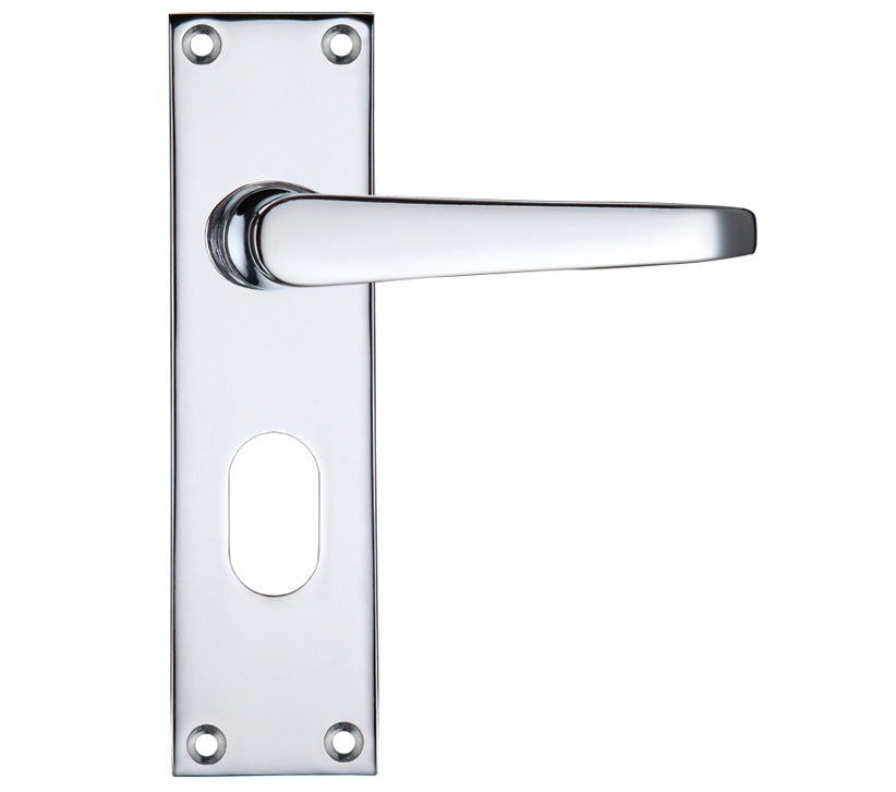 ZOO HARDWARE PROJECT RANGE VICTORIAN FLAT DOOR HANDLES ON BACKPLATE, POLISHED CHROME - (SOLD IN PAIRS)