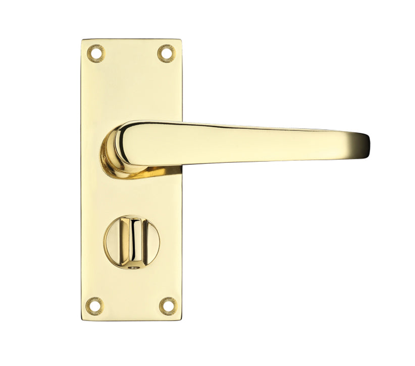ZOO HARDWARE PROJECT RANGE VICTORIAN FLAT DOOR HANDLES ON BACKPLATE, ELECTRO BRASS - (SOLD IN PAIRS)