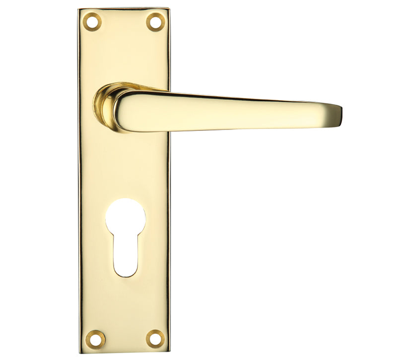 ZOO HARDWARE PROJECT RANGE VICTORIAN FLAT DOOR HANDLES ON BACKPLATE, ELECTRO BRASS - (SOLD IN PAIRS)