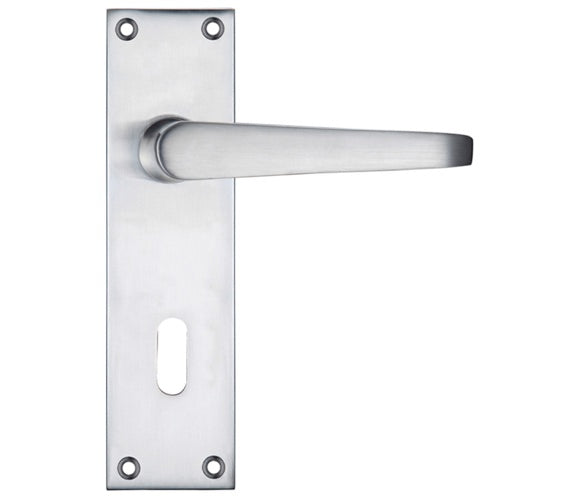 ZOO HARDWARE PROJECT RANGE VICTORIAN FLAT DOOR HANDLES ON BACKPLATE, SATIN CHROME - (SOLD IN PAIRS)