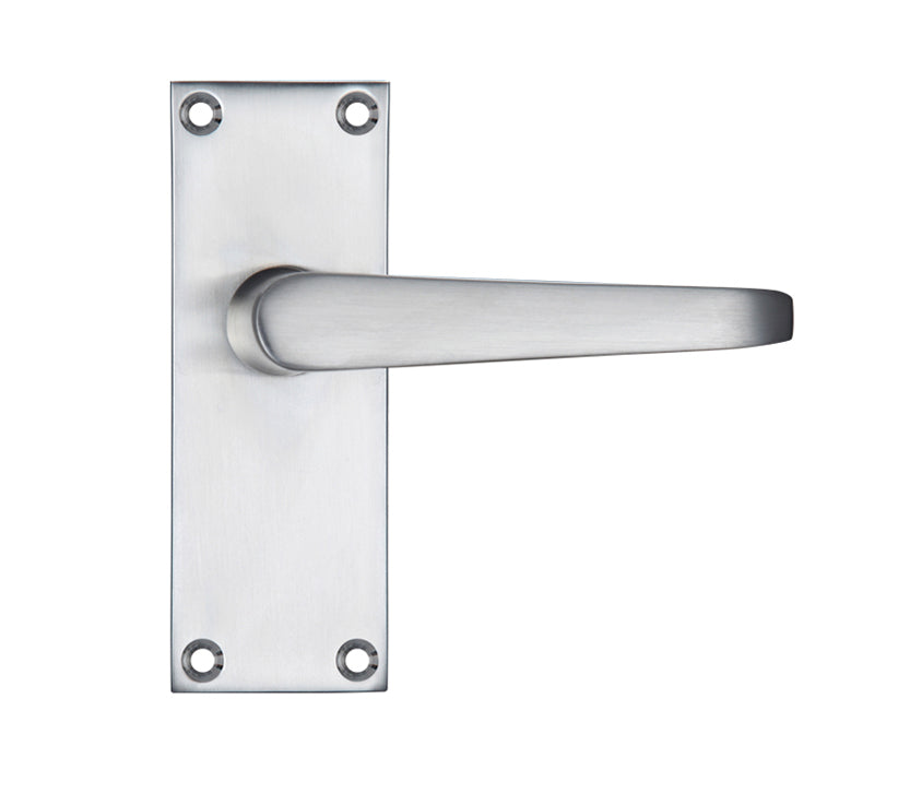 ZOO HARDWARE PROJECT RANGE VICTORIAN FLAT DOOR HANDLES ON BACKPLATE, SATIN CHROME - (SOLD IN PAIRS)