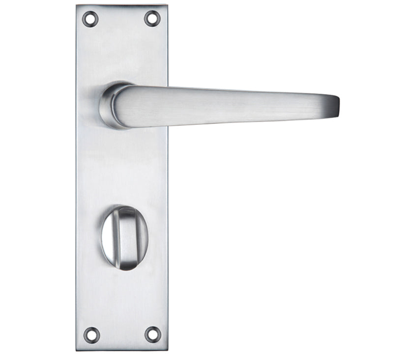 ZOO HARDWARE PROJECT RANGE VICTORIAN FLAT DOOR HANDLES ON BACKPLATE, SATIN CHROME - (SOLD IN PAIRS)
