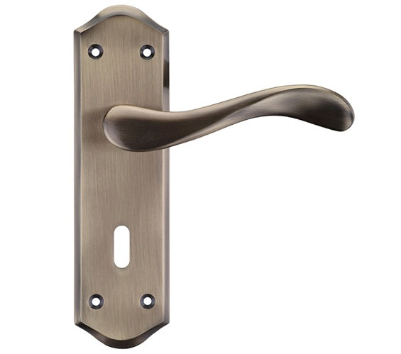 Bronze door handle on a white background