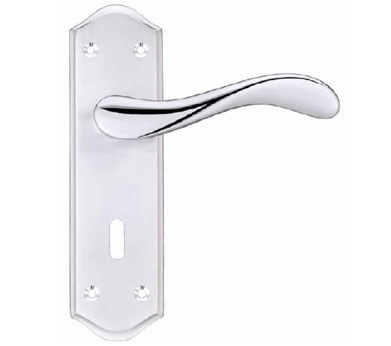 ZOO HARDWARE PROJECT RANGE ASTI DOOR HANDLES ON BACKPLATE, DUAL FINISH SATIN CHROME & POLISHED CHROME - (SOLD IN PAIRS)