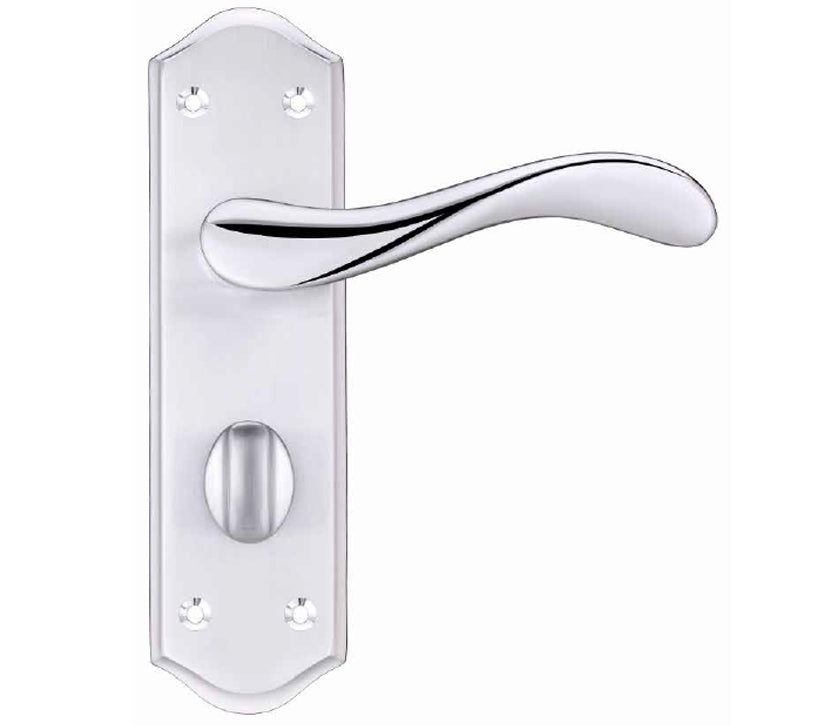 ZOO HARDWARE PROJECT RANGE ASTI DOOR HANDLES ON BACKPLATE, DUAL FINISH SATIN CHROME & POLISHED CHROME - (SOLD IN PAIRS)