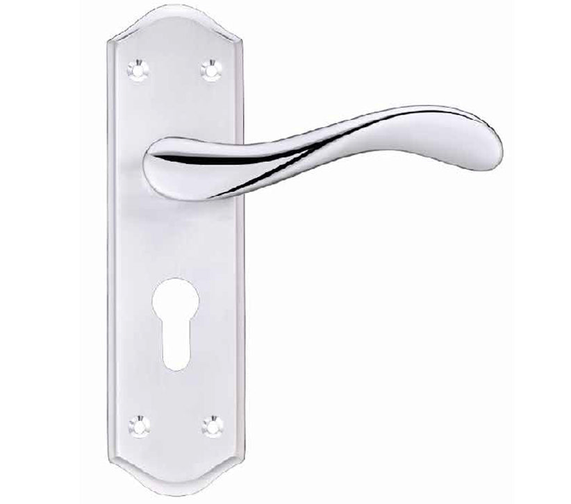 ZOO HARDWARE PROJECT RANGE ASTI DOOR HANDLES ON BACKPLATE, DUAL FINISH SATIN CHROME & POLISHED CHROME - (SOLD IN PAIRS)