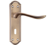 Bronze door handle on a white background