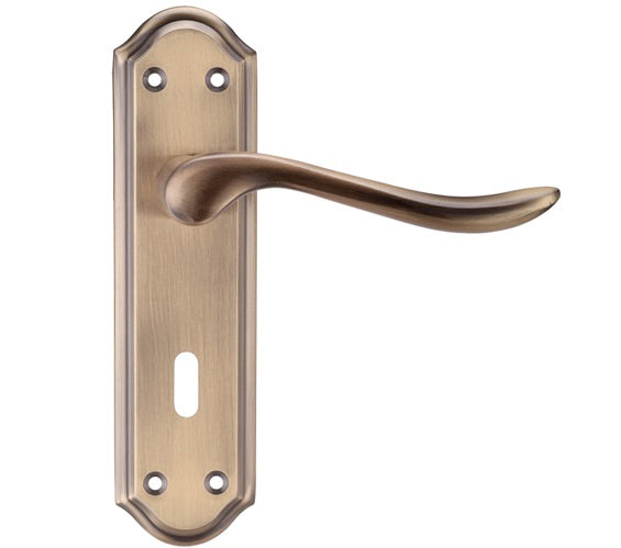 Bronze door handle on a white background