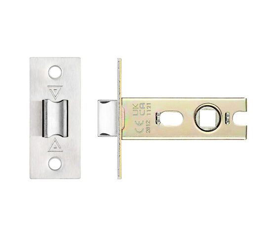 ZOO HARDWARE FIRE RATED CONTRACT SPRUNG TUBULAR LATCHES (BOLT THROUGH) - SATIN STAINLESS STEEL