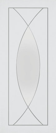 Rectangular glass panel with a central oval cutout on a light gray background