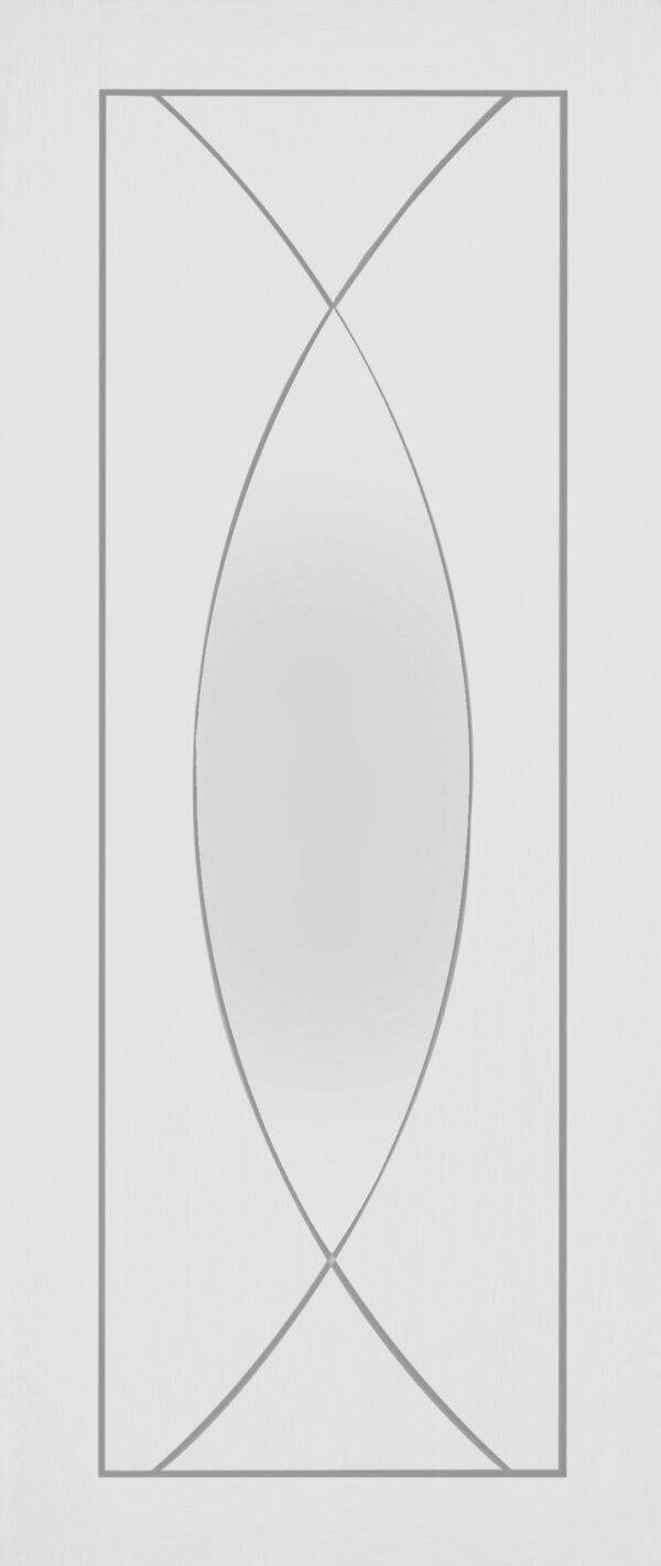 Rectangular glass panel with a central oval cutout on a light gray background