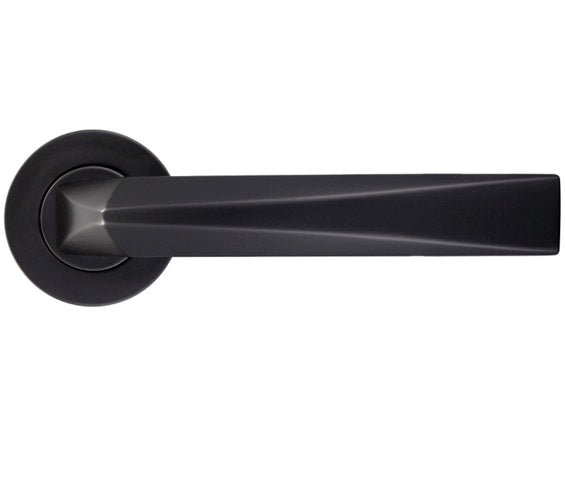 ZOO HARDWARE ROSSO MANIGLIE HYDRA LEVER ON ROUND ROSE POWDER COATED BLACK - RM010PCB (SOLD IN PAIRS)