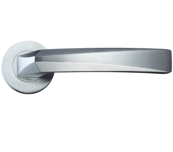 ZOO HARDWARE ROSSO MANIGLIE HYDRA LEVER ON ROUND ROSE SATIN CHROME - RM010SC (SOLD IN PAIRS)