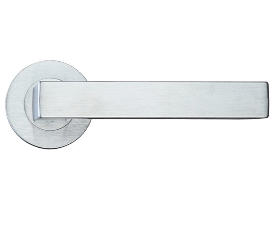 ZOO HARDWARE ROSSO MANIGLIE MENSA LEVER ON ROUND ROSE SATIN CHROME - RM050SC (SOLD IN PAIRS)