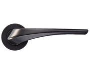 ZOO HARDWARE ROSSO MANIGLIE ARIES LEVER ON ROUND ROSE OSCURO MATT BLACK - RM060OMB (SOLD IN PAIRS)