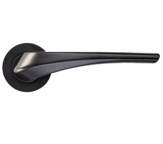ZOO HARDWARE ROSSO MANIGLIE ARIES LEVER ON ROUND ROSE OSCURO MATT BLACK - RM060OMB (SOLD IN PAIRS)