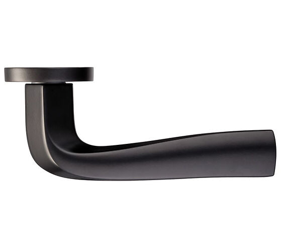ZOO HARDWARE ROSSO MANIGLIE ARIES LEVER ON ROUND ROSE OSCURO MATT BLACK - RM060OMB (SOLD IN PAIRS)