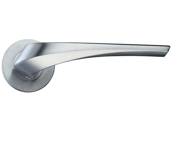 ZOO HARDWARE ROSSO MANIGLIE ARIES LEVER ON ROUND ROSE SATIN CHROME - RM060SC (SOLD IN PAIRS)