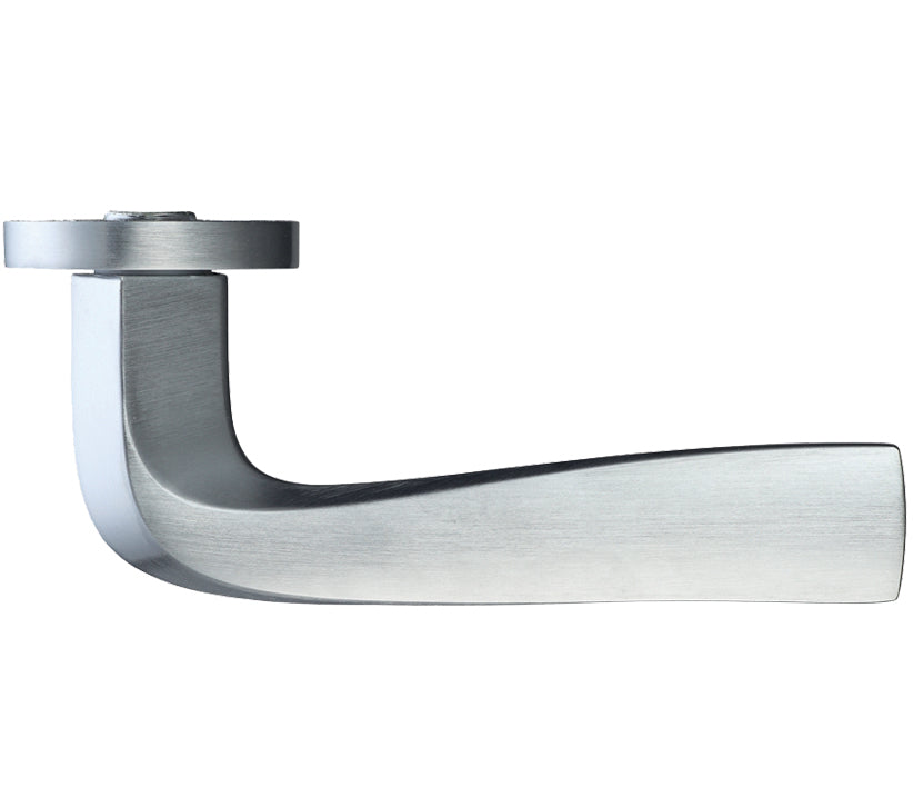 ZOO HARDWARE ROSSO MANIGLIE ARIES LEVER ON ROUND ROSE SATIN CHROME - RM060SC (SOLD IN PAIRS)