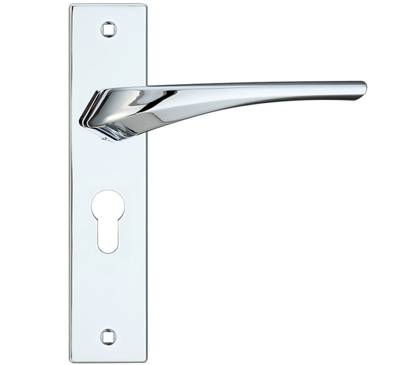 ZOO HARDWARE ROSSO MANIGLIE ARIES DOOR HANDLES ON BACKPLATE POLISHED CHROME - (SOLD IN PAIRS)
