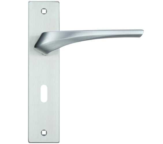ZOO HARDWARE ROSSO MANIGLIE ARIES DOOR HANDLES ON BACKPLATE SATIN CHROME - (SOLD IN PAIRS)