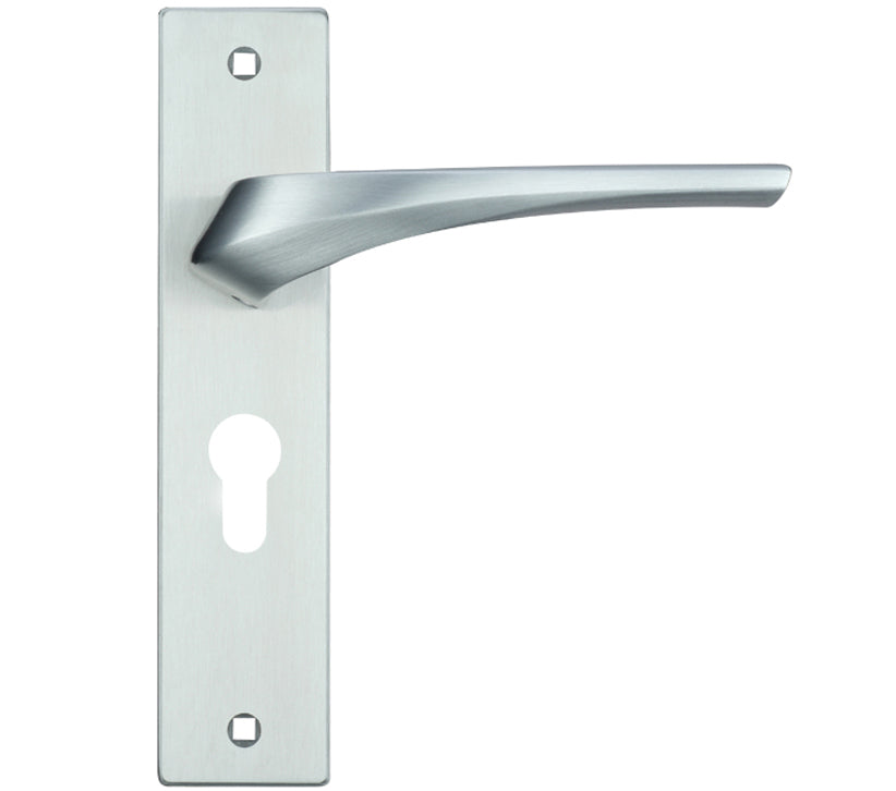 ZOO HARDWARE ROSSO MANIGLIE ARIES DOOR HANDLES ON BACKPLATE SATIN CHROME - (SOLD IN PAIRS)