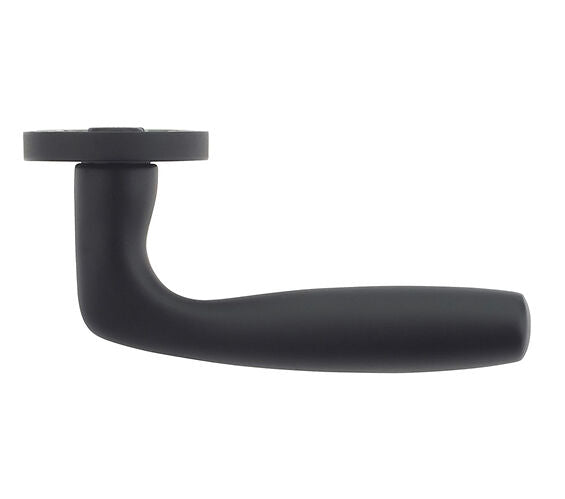 ZOO HARDWARE ROSSO MANIGLIE CORVUS LEVER ON ROUND ROSE OSCURO MATT BLACK – RM070OMB (SOLD IN PAIRS)