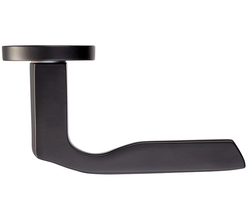 ZOO HARDWARE ROSSO MANIGLIE LYRA LEVER ON ROUND ROSE POWDER COATED BLACK – RM090PCB (SOLD IN PAIRS)