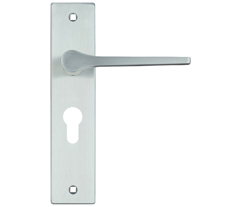 ZOO HARDWARE ROSSO MANIGLIE DRACO DOOR HANDLES ON BACKPLATE SATIN CHROME - (SOLD IN PAIRS)