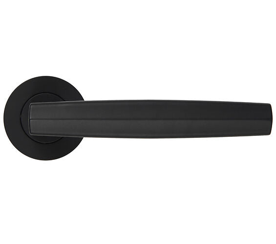 ZOO HARDWARE ROSSO MANIGLIE APENNINE LEVER ON ROUND ROSE OSCURO MATT BLACK - RM140OMB (SOLD IN PAIRS)