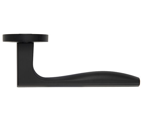 ZOO HARDWARE ROSSO MANIGLIE APENNINE LEVER ON ROUND ROSE OSCURO MATT BLACK - RM140OMB (SOLD IN PAIRS)