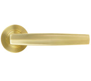 ZOO HARDWARE ROSSO MANIGLIE APENNINE LEVER ON ROUND ROSE SATIN BRASS - RM140SB (SOLD IN PAIRS)
