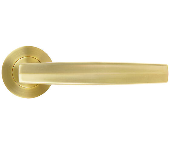 ZOO HARDWARE ROSSO MANIGLIE APENNINE LEVER ON ROUND ROSE SATIN BRASS - RM140SB (SOLD IN PAIRS)