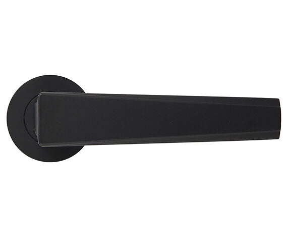 ZOO HARDWARE ROSSO MANIGLIE VELOCE LEVER ON ROUND ROSE OSCURO MATT BLACK - RM150OMB (SOLD IN PAIRS)