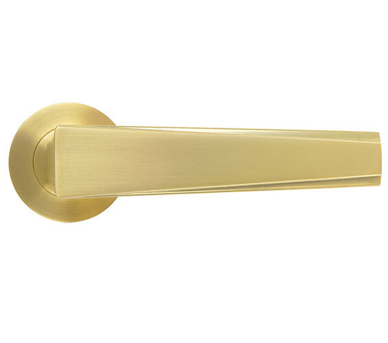 ZOO HARDWARE ROSSO MANIGLIE VELOCE LEVER ON ROUND ROSE SATIN BRASS - RM150SB (SOLD IN PAIRS)
