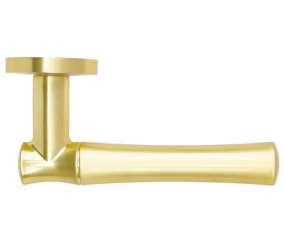 ZOO HARDWARE ROSSO MANIGLIE ALDO LEVER ON ROUND ROSE SATIN BRASS - RM160SB (SOLD IN PAIRS)