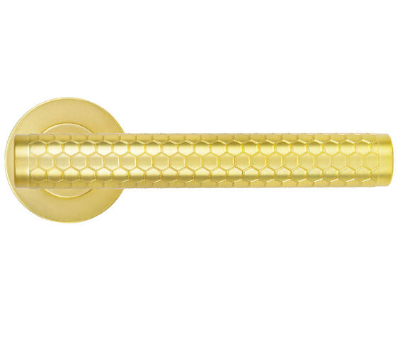 ZOO HARDWARE ROSSO MANIGLIE FAVO LEVER ON ROUND ROSE SATIN BRASS - RM170SB (SOLD IN PAIRS)