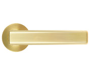 ZOO HARDWARE ROSSO MANIGLIE FRIGO LEVER ON ROUND ROSE SATIN BRASS - RM180SB (SOLD IN PAIRS)