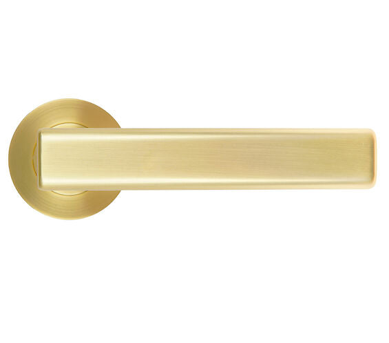 ZOO HARDWARE ROSSO MANIGLIE FRIGO LEVER ON ROUND ROSE SATIN BRASS - RM180SB (SOLD IN PAIRS)
