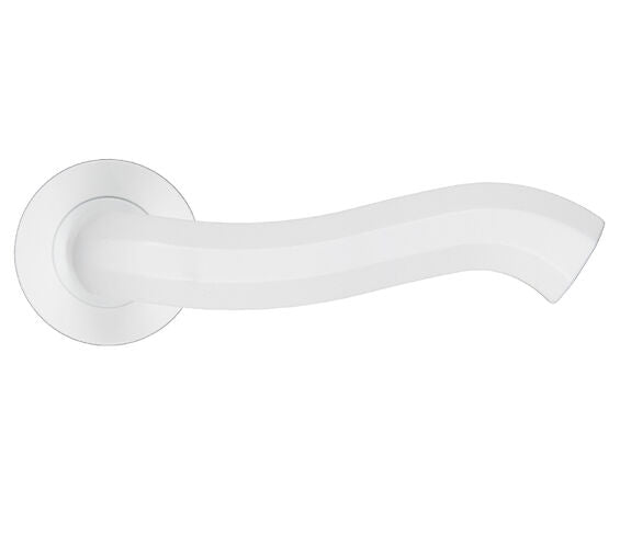 ZOO HARDWARE ROSSO MANIGLIE ROCOCO LEVER ON ROUND ROSE POWDER COATED WHITE - RM190PCW (SOLD IN PAIRS)