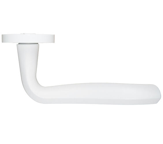 ZOO HARDWARE ROSSO MANIGLIE ROCOCO LEVER ON ROUND ROSE POWDER COATED WHITE - RM190PCW (SOLD IN PAIRS)