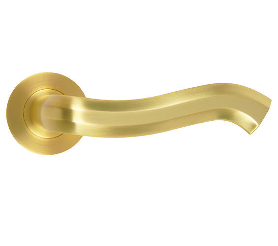 ZOO HARDWARE ROSSO MANIGLIE ROCOCO LEVER ON ROUND ROSE SATIN BRASS - RM190SB (SOLD IN PAIRS)