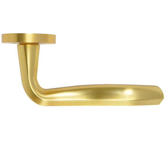 ZOO HARDWARE ROSSO MANIGLIE ROCOCO LEVER ON ROUND ROSE SATIN BRASS - RM190SB (SOLD IN PAIRS)