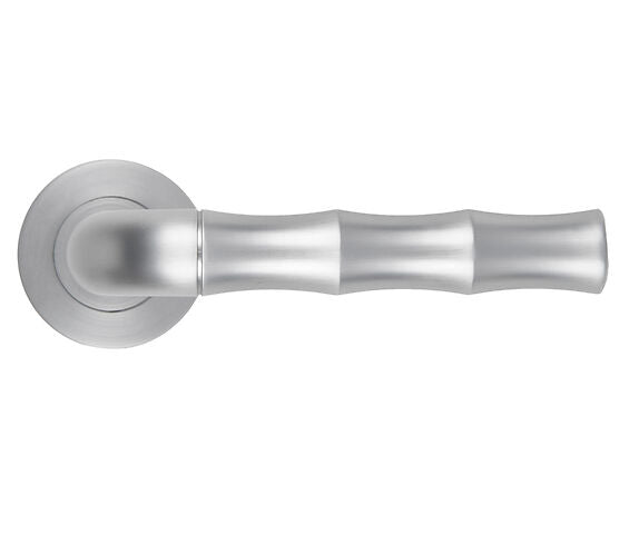 ZOO HARDWARE ROSSO MANIGLIE VASCO LEVER ON ROUND ROSE SATIN CHROME - RM200SC (SOLD IN PAIRS)