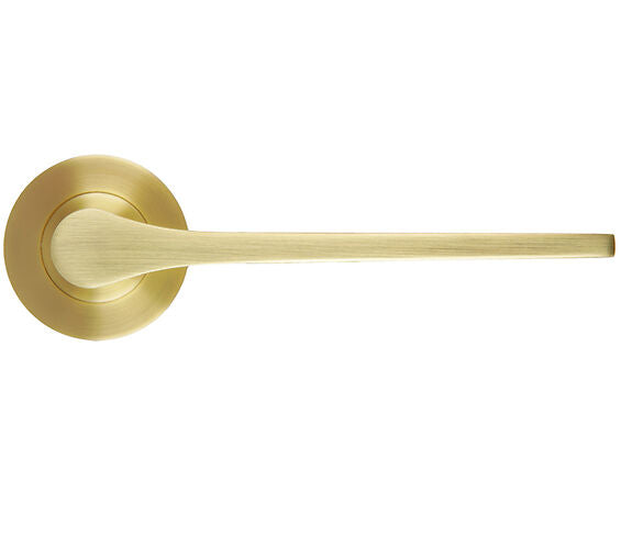 ZOO HARDWARE ROSSO MANIGLIE GIO LEVER ON ROUND ROSE SATIN BRASS - RM210SB (SOLD IN PAIRS)